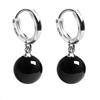 Pendientes Elegantes de Plata Esterlina S925 Estilo Coreano con Ágata Negra para Mujer, Joyería de Oreja para Mujer Moderna Versátil Popular Transfronteriza