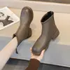 Nuevas Botas Martin de Suela Gruesa Forradas de Felpa para Mujer 2026, Botines Estilo Británico Vintage Otoño e Invierno Nuevos, Botas de Cremallera a Media Pantorrilla para Mujer