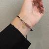 Pulsera de la Fortuna Ojo de Gato con Tejido de Cuerda Negra para Mujer, Pulsera de Amistad de Moda, Joyería Ajustable, Accesorio Artístico Hecho a Mano