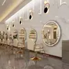Nuevo espejo redondo de un solo lado de moda para salones de peluquería y tiendas de belleza, espejo de corte de pelo para montar en la pared