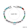 Pulseras Populares Europeas y Americanas de Diamantes de Colores, Pulseras Tennis de Hebilla Rectangular de Diamante Blanco de Moda y Lujosas, Joyería de Acero Inoxidable para Mujeres
