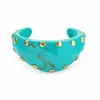 Pulsera ancha de resina con tachuelas en degradado vintage de venta caliente transfronteriza con apertura irregular, accesorio de mano de lujo simple y elegante al por mayor