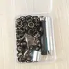 Juego de hebillas de aire plateadas de 6MM/8MM/10MM y hebillas para ojales con kit de herramientas de instalación en caja