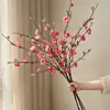 Flores de flor de melocotonero artificiales, flores de ciruelo falsas, decoración de alta gama de lujo ligero para mueble de TV de sala de estar, mesa de comedor, adornos florales