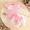 Conjunto de Verão Doce para Bebê Menina de 0 a 3 Anos, Top sem Manga com Aplicação e Saia Floral, Conjunto de Duas Peças da Moda