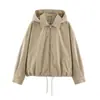 Fábrica de Ropa para Mujer Transfronteriza Venta al por Mayor 2026 Moda Casual Simple Versátil Sudadera con Capucha Desmontable Chaqueta Abrigo de Manga Larga