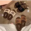 Zapatillas de casa planas y cómodas estilo Miu con forro de felpa para mujer para Otoño e Invierno
