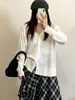 Cárdigan de punto para mujer talla grande, cuello en V, manga larga, colección otoño 2026, corte holgado, adelgazante, prenda exterior versátil para mujeres con curvas