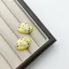 Palacio Retro Elegante Flor Ovalada Esmalte de Goteo Botones de Metal Chaqueta de Punto Decorativa para Mujer