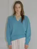 26 Suéter Básico de Lana Merino 100% Australiana para Otoño/Invierno, Cuello en V Profundo, Manga Larga, Holgado y Casual con Sensación Elástica