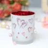 Portavelas de Vidrio Grabado con Forma de Corazón Pintado a Mano para el Día de San Valentín, Portavelas de Vidrio Esmerilado para el Día de San Valentín Chino, Decoración de Boda Roja Estilo Sencillo