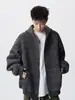 Moletom com Capuz NERNEED Estilo Retrô Americano Cleanfit para Homens e Mulheres Peso Pesado Estilo Preguiçoso Cardigan Listrado Roupa Externa Nenhum