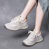Jishu 2025 Primavera e Outono Couro Genuíno Malha Respirável Leve Calçados Esportivos Mais Vendidos Couro Bovino de Primeira Camada Cadarço Casuais Sapatos Femininos