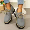 Sapatos Casuais Simples Plus Size Transfronteiriços Femininos Novo Outono/Inverno 2026 Cadarço Solado Grosso Mocassins Casuais Femininos Atacado