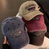 Gorra de béisbol retro americana lavada Denim gris para mujer Circunferencia de cabeza grande que hace que la cara parezca pequeña sombrero para hombre más gorra de visera ancha