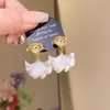Pendientes de Plata Aguja Lujo Zircón Gota de Aceite Hoja de Ginkgo Moda Europea y Americana Pendientes de Botón de Gama Alta Pendientes de Personalidad de Nicho Temperamento