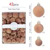 Bolas Navideñas con Terciopelo Temu Nuevo Producto Transfronterizo, Set de Caja de Color de 42 Piezas, Adornos de Árbol de Navidad de Terciopelo, Decoraciones Festivas