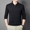 Camisa Polo de Manga Larga con Media Cremallera Estilo Minimalista Japonés de Otoño para Hombre, Color Sólido, Estilo Perezoso, Estética Ins, Versátil, Top con Cuello