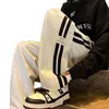 Pantalones Casuales de Pierna Ancha Rayados de Tubo Recto Transfronterizos para Hombre Primavera Otoño Sueltos Modernos Estilo Hong Kong con Caída Versátiles para Deporte