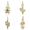 Nuevos Accesorios de Joyería para Mujer Cobre Microincrustación Circonia de Color Pendientes Collar Colgante DIY Accesorios Versátiles