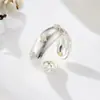Anel Aberto Estrela Vintage Escovado Versão Larga Moda Luxo Leve Alto Padrão Micro-incrustado Zircônia Anel de Dedo Novo Anel