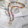 Colar de Cristal com Vitral Feito à Mão Transfronteiriço em Formato de Espiga Fivela Ot Pingente de Coração Colar de Contas Fashion Retrô para Mulheres