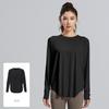 Outono Novo Estilo Exterior Desgaste Seda Gelo Solto Respirável Blusa Esportiva Feminina Corrida Manga Longa Camiseta Fitness All-match Top Trendy