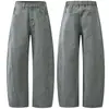 Ropa Muxi Estilo Old Money Americano Marca de Moda Pantalones de Pierna Ancha Pantalones de Pierna Curva Patchwork Pantalones Casuales Sueltos Pantalones de Trabajo de Algodón Puro