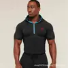 Ropa Deportiva con Capucha de Manga Larga Popular para Hombre, Fitness, Secado Rápido, Transpirable, Elástica, Media Cremallera, Ropa de Entrenamiento Gymshark