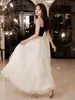 Elegante Vestido Tostado, Bata de Novia, Vestido Casual de Compromiso, Lujo Ligero de Gama Alta, Sensación de Gama Alta, Vestido de Malla sin Tirantes para Mujer