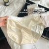 Pantaletas de Seda Hielo Refrigerantes para Mujer, Estilo Delgado de Verano, Cómodas con Tacto Natural, Cintura Media, Ajustadas a la Cadera, Sin Costuras, Ribete de Encaje, Entrepierna de Algodón Puro, Braguita Triángulo
