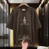 Camiseta de Manga Corta Pesada Estilo Americano de Algodón Puro para Hombre, Cuello Redondo, Corte Holgado de Moda, Top Grueso de Algodón Completo de Media Manga, 260g