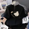 Camiseta de Manga Curta para Meninas Algodão Puro Roupa de Verão 2025 Novo Estilo Coreano Top Manga Meia Manga Crianças Maiores Roupas Infantis Verão