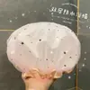 Touca de Banho Dupla Camada para Mulheres, Impermeável para Banho, Cobertura de Cabeça Doméstica Anti-Fumaça de Óleo, Touca de Banho com Máscara para Cabelo Seco para Meninas, Novo Modelo 2024