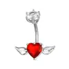 Anel de Umbigo Série Vermelha com Zircônia Incrustada em Cobre Mais Vendido na Amazon Transfronteiriça Anel de Umbigo Borboleta Amor Flor Europa e América