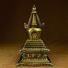 Suministros de Tíbet Instrumento Musical Budista Tántrico Doble Color Dorado con Cuentas de Colores Pagoda Bodhi Pagoda Sherizi 5 Pulgadas