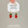 Nuevos Pendientes de Perlas Verdes Gruesas y Rojas Delgadas Estilo Chino para Mujer, Pendientes Retro de Lujo Ligero de Gama Alta para Caras Cuadradas y Redondas, Pendientes Pequeños