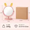 Espelho de Maquiagem Fofo com Orelhas de Gato de Mesa Unilateral HD Giratório Espelho de Penteado Coração de Menina Quarto Mesa Beleza Espelho de Princesa