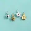 Versão Leve S990 Prata Pura Pingente Estrela de Cinco Pontas Banhado a Ouro Pingente Estrela Oca Estéreo Estilo Coreano Estilo Ins Acessórios para Pulseira