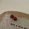 Pendientes de cuentas de vidrio rojas dulces diseño de nicho temperamento personalidad moda plata 925 simple versátil nuevo ~