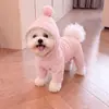 Roupas para Cachorro Outono Inverno Rosa Bolha Macacão de Quatro Pernas Lulu da Pomerânia Bichon Cachorro Pequeno Quente Pode Ser Usado com Coleira Animal de Estimação Gato