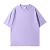 Al por mayor Camiseta de Algodón Puro 260g Hombro Caído Cuello Redondo Manga Corta Verano Estilo Nuevo Unisex Casual Holgada Color Sólido para Hombre
