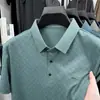 Nueva Camiseta de Manga Corta de Seda Helada para Hombre de Verano, Casual de Negocios, Elástica, Anti-Arrugas, Transpirable, Delgada, Polo Superior para Hombre