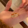 Anillo Vintage Dorado Cepillado Hoja de Espiga de Trigo Diseño Nicho para Mujer Anillo Cool de Alta Gama Único para Dedo