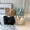 Bolsa Feminina 2024 Nova Grande Capacidade para o Trabalho Faculdade Estudante Mão Lona Xadrez Casual Bolsa de Ombro