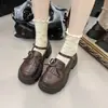 Sapatos de Couro Modernos e Elegantes para Combinar com Saias, Novidade Primavera/Verão 2025 Sapatos Femininos Estilo Britânico Retrô Confortáveis com Laço