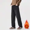 Jeans retro de cachemira de alta gama estilo americano para hombre 2026, otoño e invierno, forrados de felpa, de pierna recta, modernos, elásticos, pantalones casuales