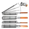 Directamente del fabricante: Parrilla de Barbacoa, Pinzas para Barbacoa Domésticas de Exterior, Rejilla de Barbacoa Reforzada de Acero Inoxidable, Jaula para Barbacoa, Herramientas para Barbacoa