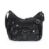 Nova bolsa de jeans lavada vintage, casual e versátil, estilo preguiçoso coreano, bolsa de ombro e transversal da moda para o dia a dia de mulheres