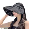 Chapéu de Sol Verão Concha Proteção Solar UV Chapéu Feminino Vinil Topo Vazio Cobertura Facial Chapéu de Sol Headband Chapéu de Uso Duplo